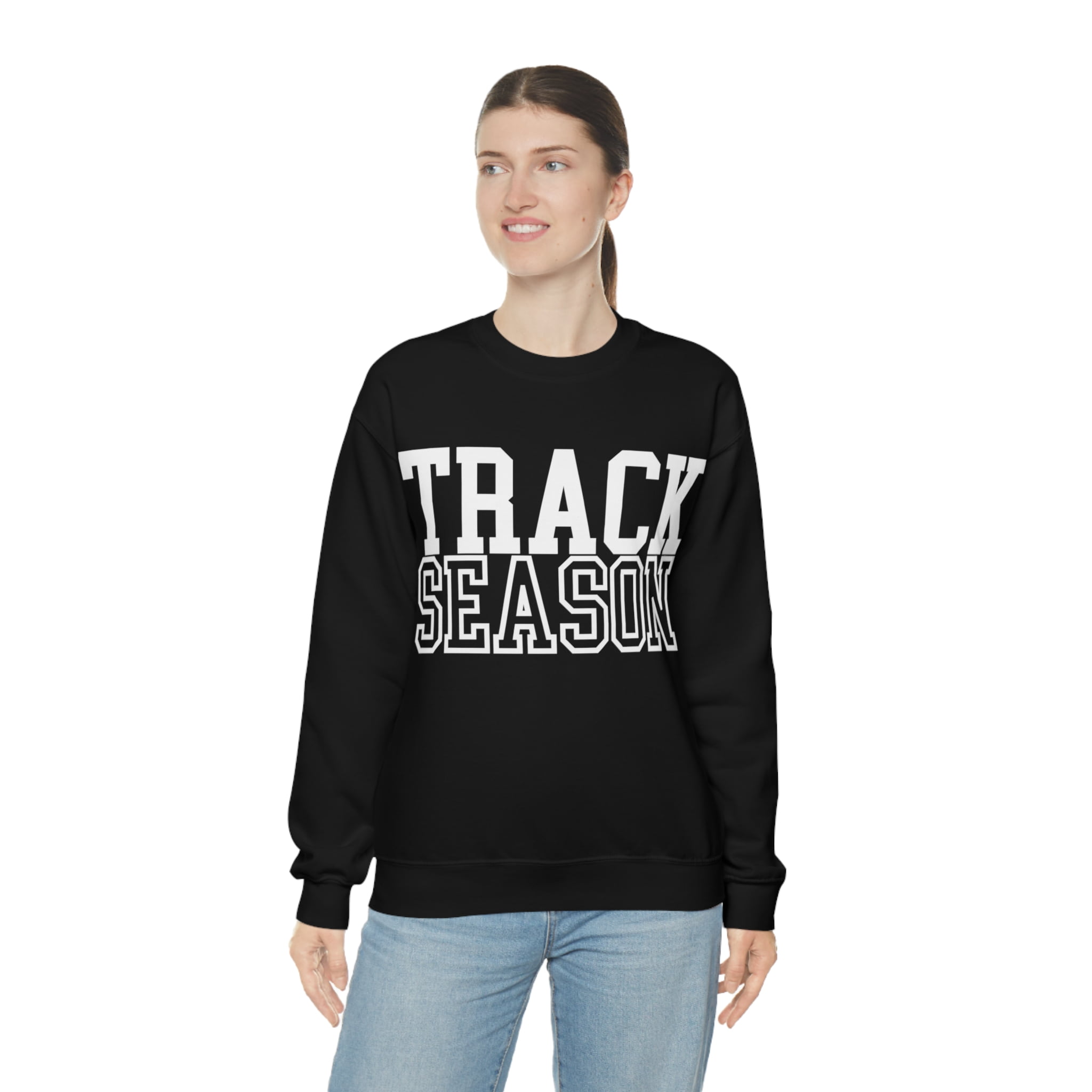 Track Season Sweatshirt Trendy Track and Field Long Sleeve Shirt Black Medium