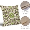 thumbnail image 4 of Brown Green Boho Pillow Covers 20x20 Inch Bohemian Ethnic Carpet Style Vintage Flower Print Decorative Throw Pillows Outdoor Linen Square Cushion Case Farmhouse Decor for Sofa Bed Set of 2, 4 of 6