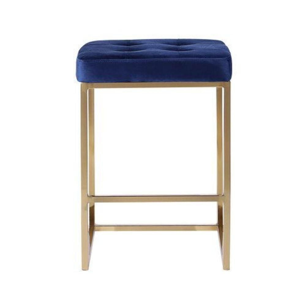 Tabouret de Comptoir Pipe II de couleur Bleu et Or - Lot de 2