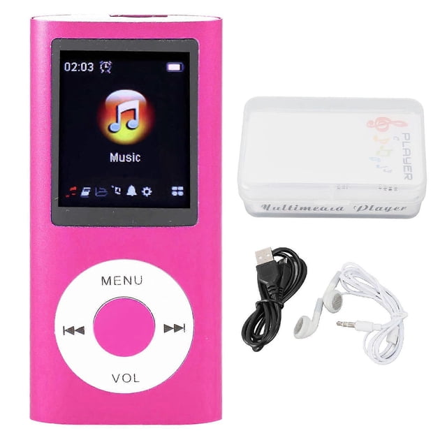 Portable MP3 Player with 1.8 inch TFT Screen, HiFi Sound, 7 Sound Effect Modes, USB Rechargeable, Pink Digital Video Music Player with 8GB Memory Card