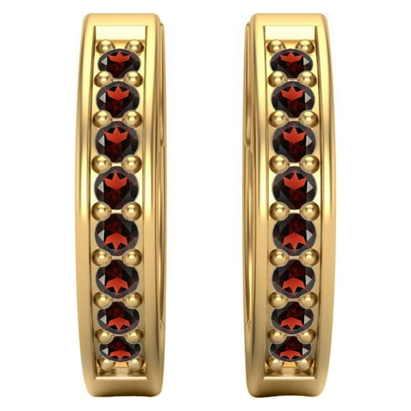 Mooneye Solid 925 Sterling Silver Gold Vermeil Round Garnet Huggie Hoops Women Gifts Earrings