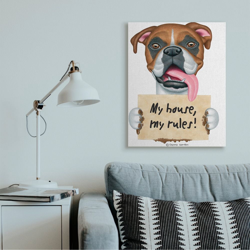 Stupell Industries My House My Rules Quote Funny Dog Home Pet Sign Canvas Wall Art Design by Danny Gordan, 30" x 40"