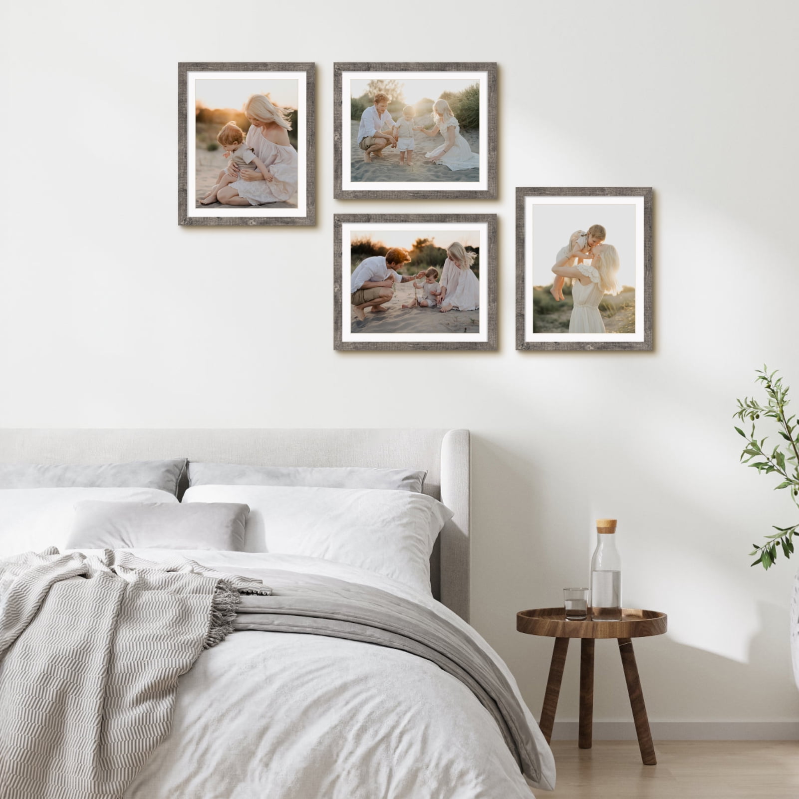 4-Pack Gray Rustic 8x10 Picture Frame, Matted to 9x11