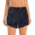 thumbnail image 2 of Yiaed Copper-Gold Gloss Outline Flower Print Women's Running Shorts with Liner 3 Zipper Pockets Elastic Workout Athletic Gym Yoga Shorts-X-Large, 2 of 7