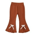thumbnail image 4 of FYDUU 2 Pack Baby Girl Flare Pants Baby Girls Ribbed Bow Split Ribbed Bell Bottoms Solid Color Elastic Waist Pants Toddler Fall Winter Outfits 6-9 Months, 4 of 9