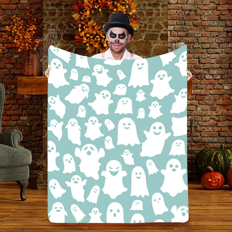 New Halloween Teal deals / Green Ghost Throw Blanket!