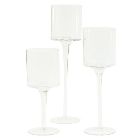 - Koyal Long Stem Glass Candle Holder, Set of 3