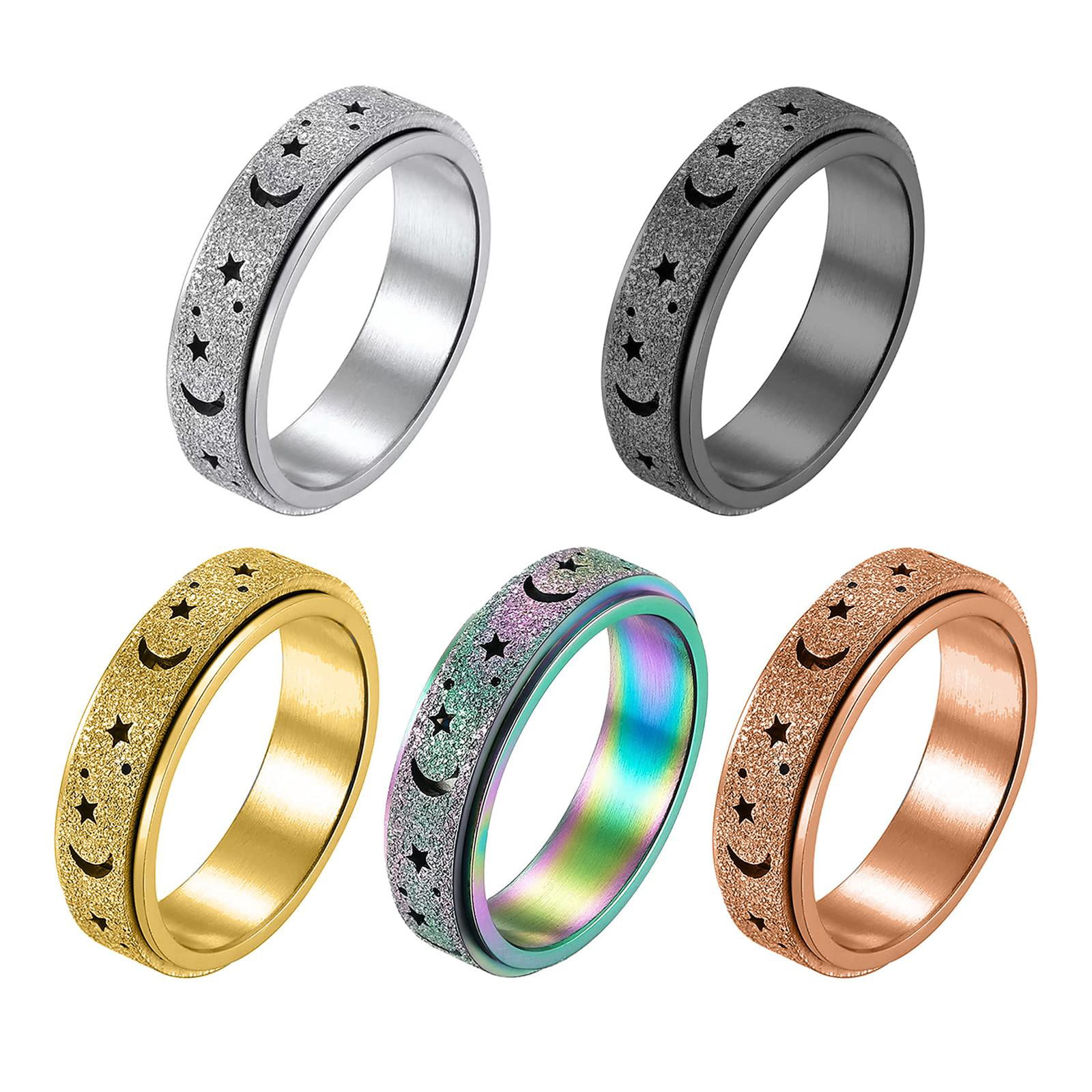 Dropship 3 Pcs Spinner Anxiety Ring Fidget Band Rings Set Stainless Steel  For Women Men Rotating Colorful Rings Sand Blast Finish For Stress  Relieving Wedding Promise Rings Size 10 to Sell Online