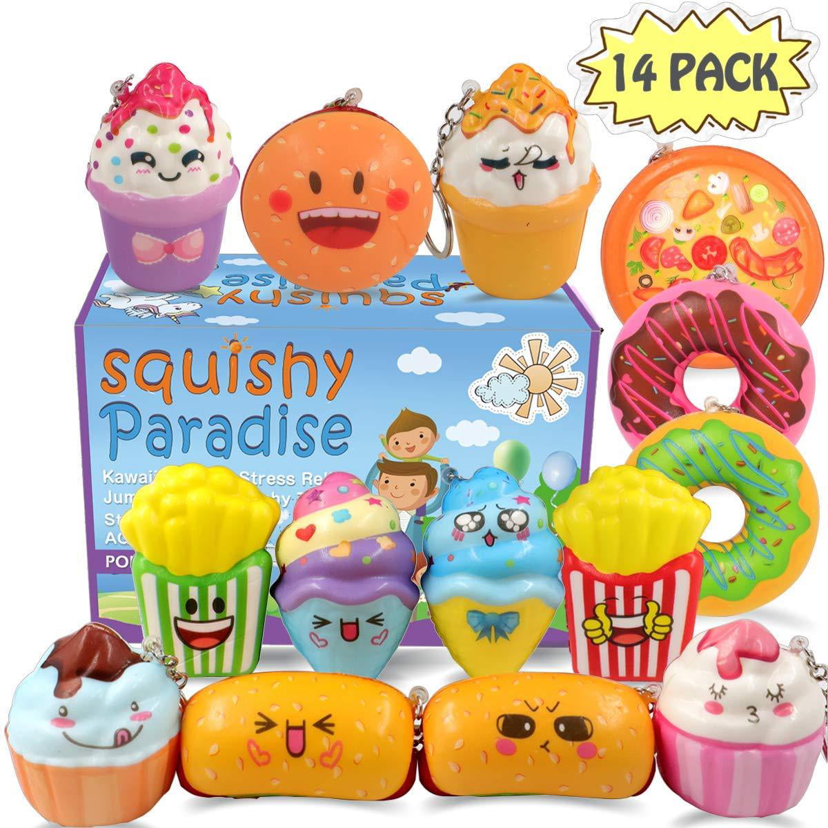 POKONBOY Squishies Donut Squishy  Toys  14 Pack Food  