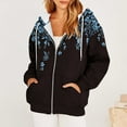 thumbnail image 1 of Sudadera con capucha y manga larga para mujer, informal, con estampado, de manga larga, con cremallera, con capucha, blusa y bolsillo, 1 of 6