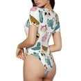 thumbnail image 3 of The Xecao Cartoon Animals Women's Crew Neck Body Suit, a short-sleeved bodysuit and basic swimsuit, both comfort and style for dating and daily life, 3 of 9