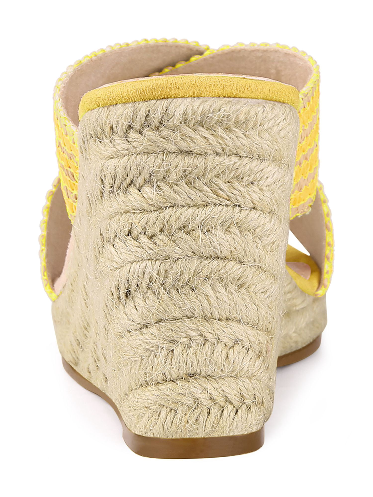 DARING DIVA Women's Crisscross Strap Platform Slides Wedge Sandals Yellow 8.5