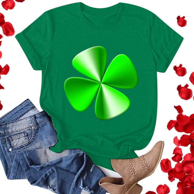 T-Shirt de la Saint-Patrick pour Femmes Mode Saint-Patrick Imprimé Col Rond Manches Courtes T-Shirt Décontracté Haut T-Shirts de la Saint-Patrick pour Femmes