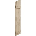 thumbnail image 3 of Ekena Millwork 11"W x 60"H (56 3/8" Low Side) Timberthane Pecky Cypress Two Board Joined Board-n-Batten w/Elliptical Top Faux Wood Shutters (Per Pair), Primed Tan, 3 of 6