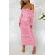 thumbnail image 3 of Vestido PRETTYGARDEN Maxi Rosa con Hombros Descubiertos, Plisado y Abertura, Talla S, 3 of 8