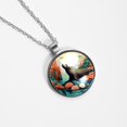 thumbnail image 4 of Sea Lion Glass Circular Pendant Necklace - Stylish Women's Jewelry, 4 of 5