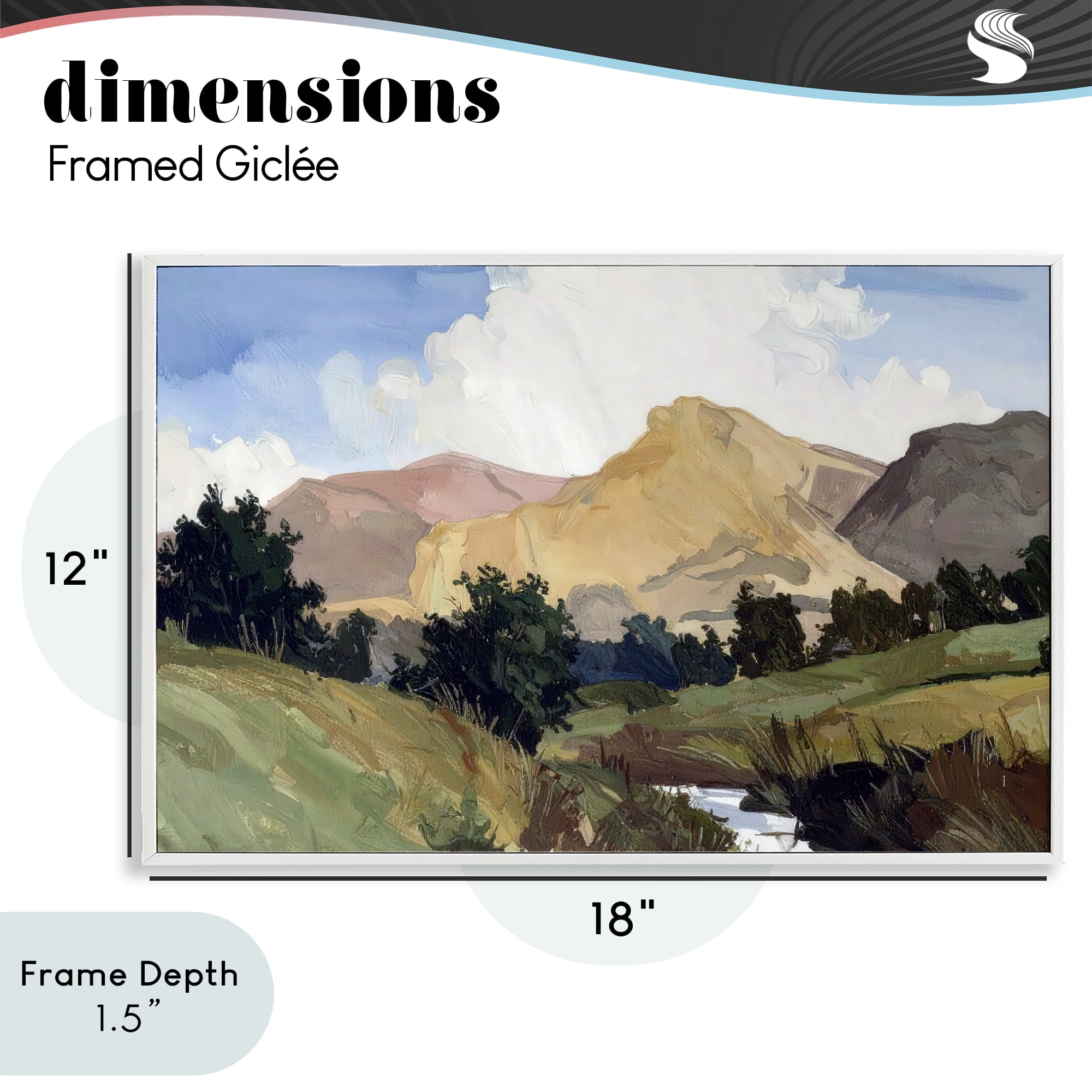 Stupell Industries River Mountain Divide White Framed Giclee Art, design by Alonza Saunders