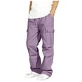 thumbnail image 5 of ATOGUTA Cargo Sweatpants for Boys Wide Leg School Uniform Pants Kids Elastic Waist Flowy Summer Beach Lounge Trousers with Pockets Size 7-16, Purple, 5 of 7