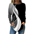 thumbnail image 2 of Baqcunre Womens Long Sleeve Tee Shirt Women's Printed Fashion Casual Pullover Round Neck Long Sleeve Top Crewneck Sweatshirts Plus Size Tops White M, 2 of 5