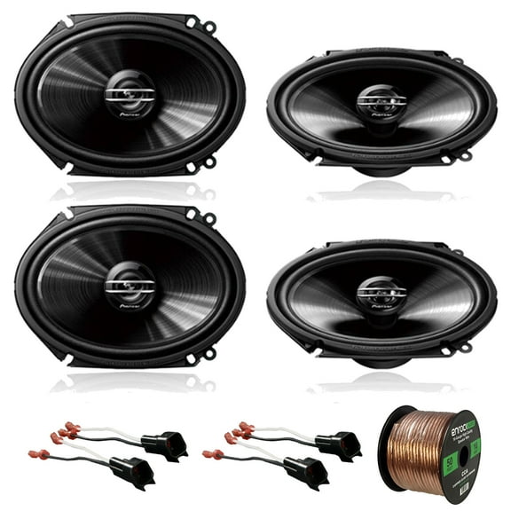 2 x pioneer ts-g6820s 250w 6x8" 2-way car audio speakers (2 pairs), 2 x metra 72-5600 speaker adapter for select ford vehicles (2 pairs), enrock audio 16-gauge 50 foot speaker wire