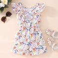 thumbnail image 4 of Gibobby pantalones siameses Ropa de mono informal sin espalda con estampado floral de manga voladora para niñas pequeñas de verano(Blanco， 2-3 Años), 4 of 5