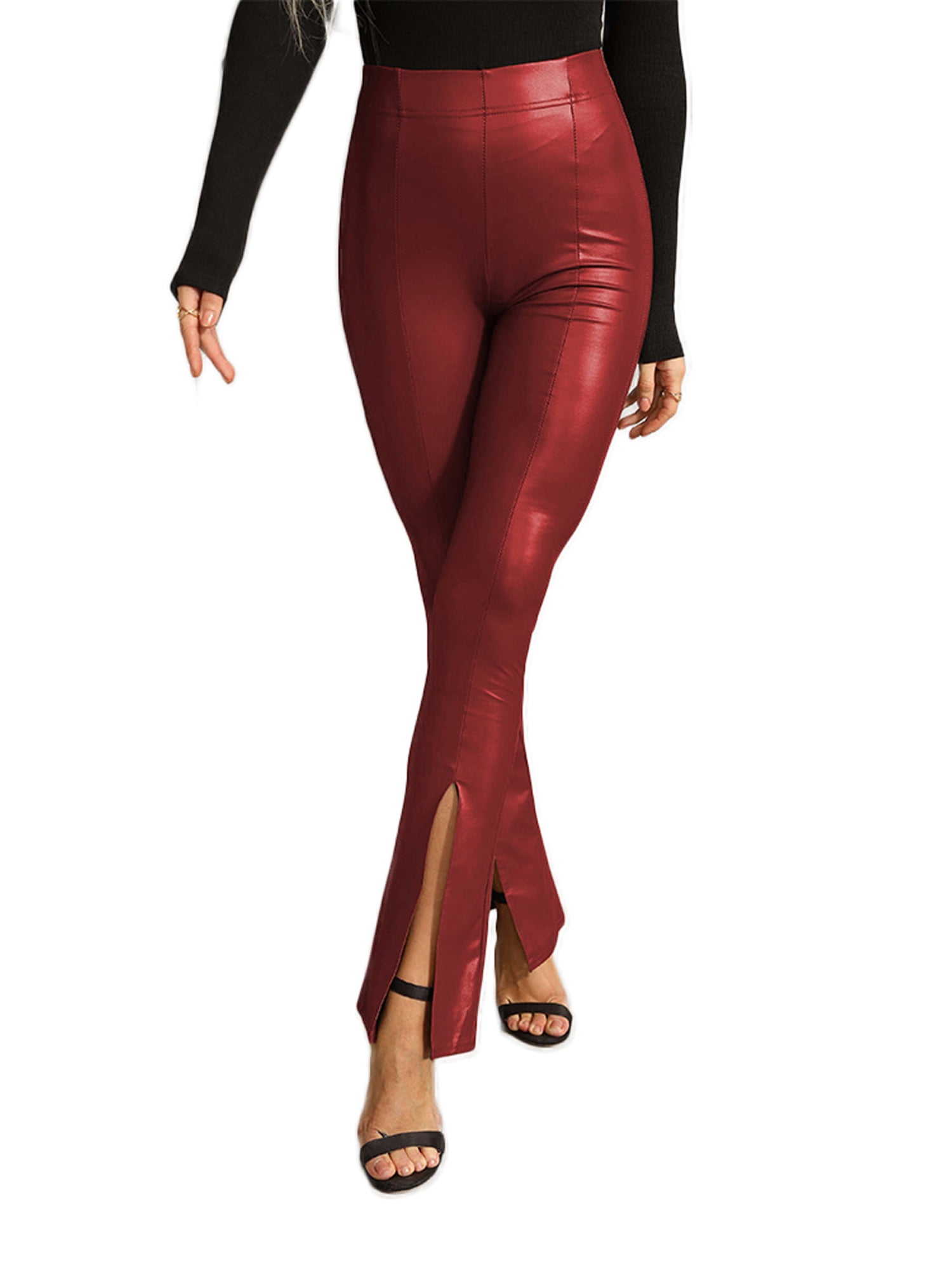 FOCUSNORM Women Faux Leather Pants High 