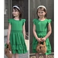 thumbnail image 5 of Arshiner Girls Dresses Flutter Sleeve A-Line Sundress Casual Summer Tiered Swing Midi Pocket Dress, 5 of 6