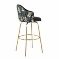 thumbnail image 7 of Ahoy Contemporary Fixed-Height Bar Stool With Black Metal Legs And Round Gold Metal Footrest With Black Fabric Seat -, 7 of 7