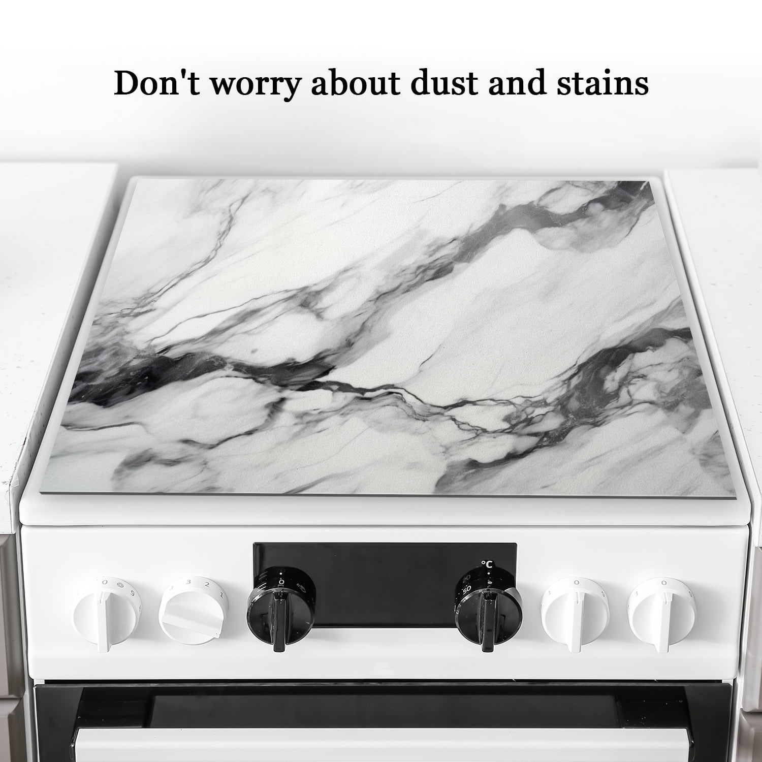 Electric Stove Top Cover, Abstract white and Black Marble Print Kitchen Cooktop Induction Protector, Square Foldable Stove Cover Mat for Kitchen RV (28×20 Inch)