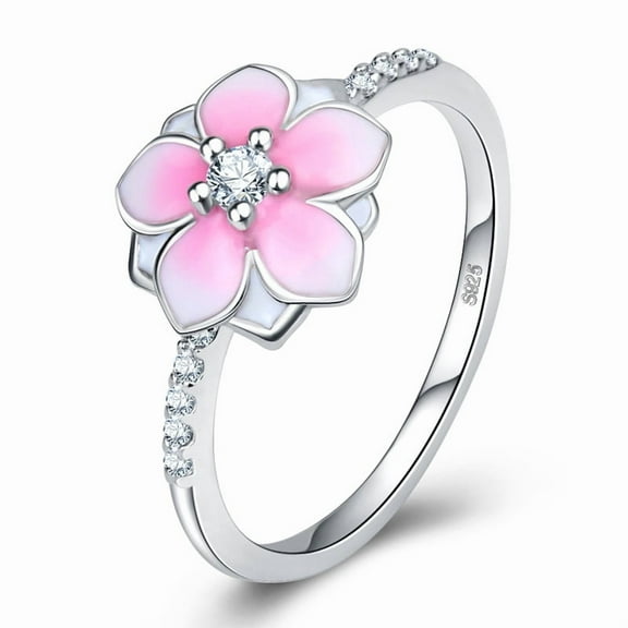 925 Sterling Silver Creative Flower Women Elegant Finger Ring