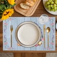 thumbnail image 4 of Easter Bunny Placemats Set of 6, Spring Easter Eggs Chick Floral Blue Wood Placemats for Dining Table, Place Mats for Kitchen Tabletop, Waterproof Wipeable Dining Table Mats Set, 4 of 9