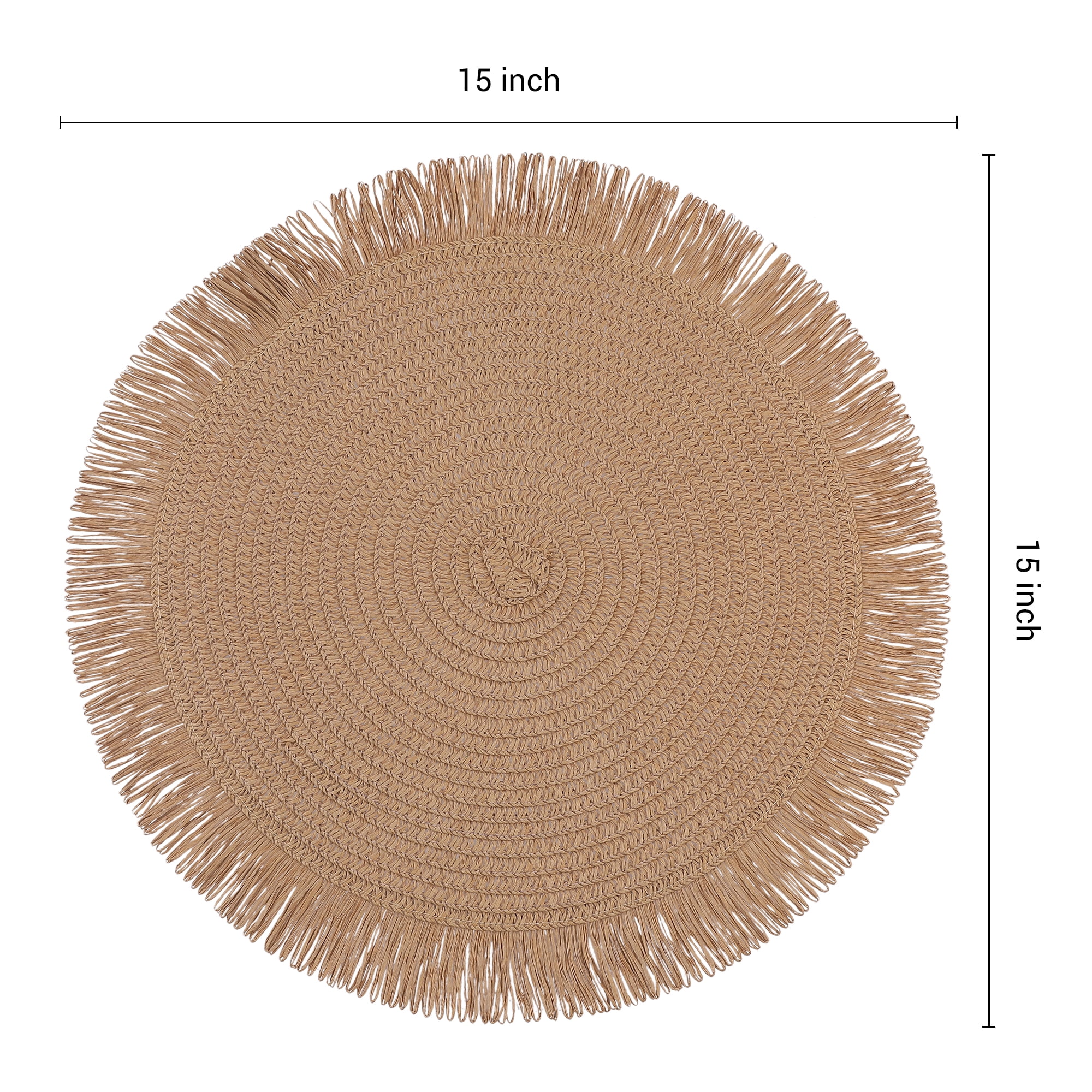 Unique Bargains Rustic Tassel Place Mats Set of 6 for Dining Table Decor Coffee 15"x15"