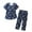 Dark Blue, variant on Women Cotton Pajamas Set Short Sleeve Top Capri Pants Sleepwear Pyjamas Plus Size Soft Night-clothes