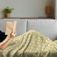 thumbnail image 3 of Ikat Soft Flannel Fleece Blanket, Oval Shaped Design Vivid Color Ogee Motif Indonesian Culture Inspired Pattern, Cozy Plush for Indoor and Outdoor Use, 50" x 70", Yellow Grey White, by Ambesonne, 3 of 5
