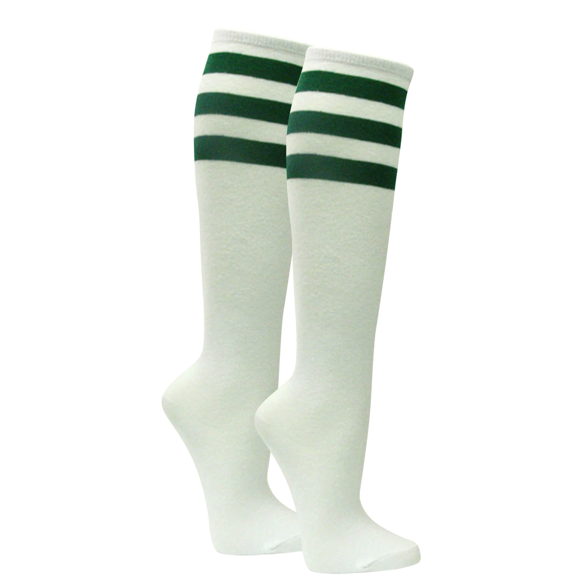 Knee Length Grey School Socks With Emerald & White Trim