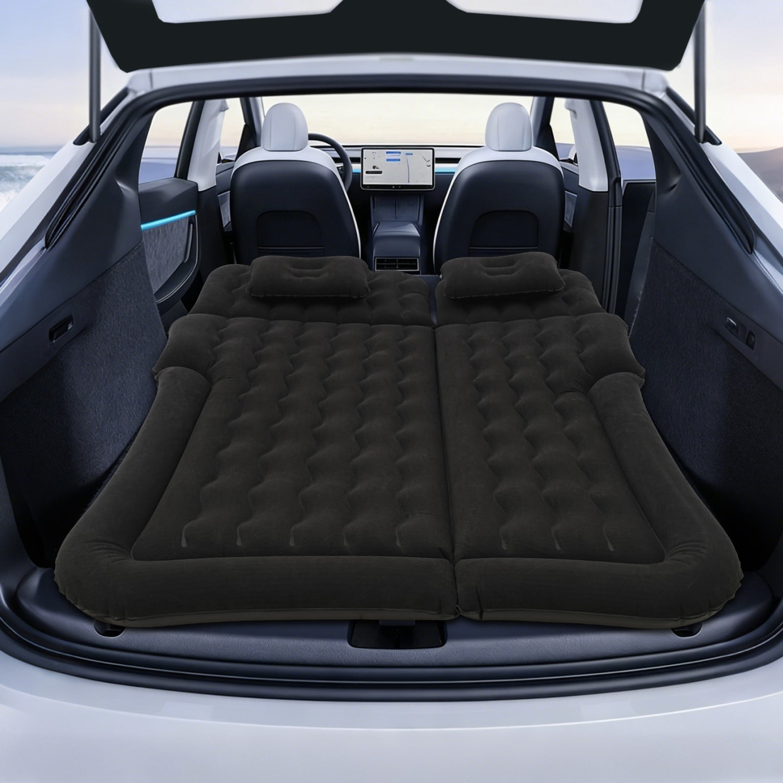 SUV Inflatable Mattress – Car Air Bed, 661lbs Capacity, Flocking & PVC, DC12V Pump, for Back Seat Camping Road Trip, Portable Sleeping Pad