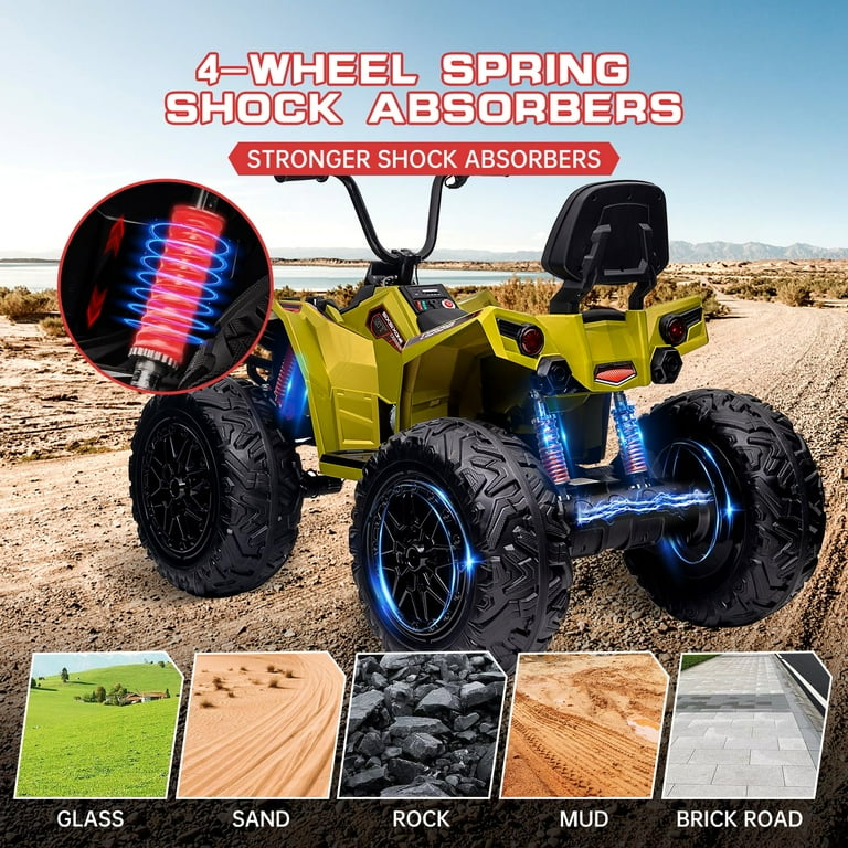 Towallmark Kids Ride on Atv Quad 4 Wheeler 24 Volt Ride on Toys, W/ 4x80W Motor, , Bluetooth, Music, LED Light for Boys Girls Gift,Green Towallmark Kids Ride on Atv Quad 4 Wheeler 24 Volt Ride on Toys, W/ 4x80W Motor, , Bluetooth, Music, LED Light for Boys Girls Gift,Green