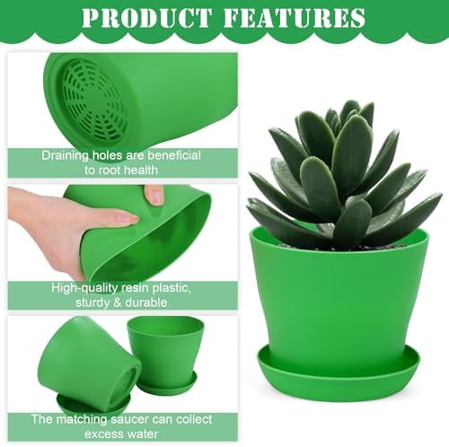 48 Pack Plastic Planters 5.5 Inch Flower Plant Pots Indoor Set Thickened Seedling Nursery Pots Seed Starting Pots with Drainage Holes Saucers Mini Garden Tool for Home Office Garden, Multicolor