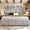 Gray, variant on Queen Size Platform Bed with 54.2" Extra Tall Wingback Headboard, Lambswool Upholstery, Support Legs & Built-in Charging Outlets, Wood Slat Foundation, No Box Spring Required, Light Grey