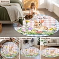thumbnail image 5 of Round Rug 4Ft Washable Non-Slip, Happy Easter Bunny Circle Area Rugs for Living Room Bedroom, Spring Floral Pink Blue Plaid Indoor Floor Mats Carpet Runner for Home Decor Aesthetic, 5 of 8