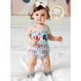 thumbnail image 4 of Infant Newborn Baby Girls Fourth of July Outfits Sleeveless Frill Smocked Romper + Headband Set Newborn Clothes, 4 of 9