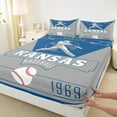thumbnail image 3 of jejeloiu Baseball City Twin Sheet Sets,Kansas Twin Fitted Sheet,Gray Blue Flat Sheet For Child,Luxury Bedroom Decor,3pcs, 3 of 6
