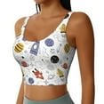thumbnail image 2 of Fotbe Rocket Planets Pattern Womens' Sports Bra Longline Wirefree Padded with Medium Support Sports Moisture-Wicking Workou Vest,Tank Top-Medium, 2 of 7