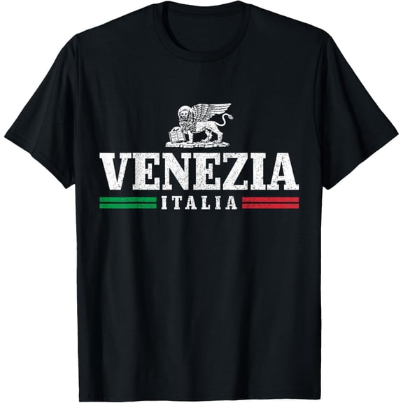 Venezia Italia Vintage Venice Italy Souvenir Italian Flag T-ShirtMen and women, Black T-shirt, size: Extra large