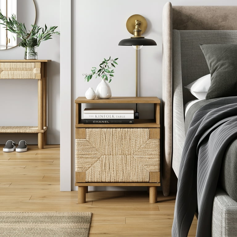 Nathan James Beacon Wood Nightstand, Bohemian Accent Table or Sofa