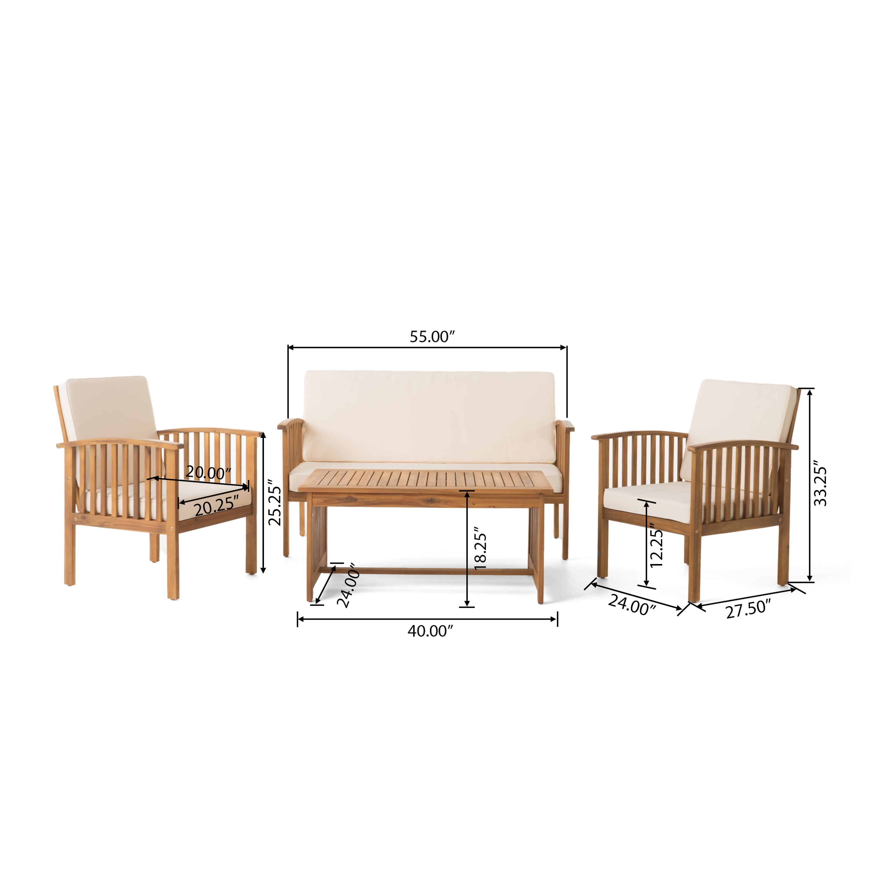 Leumius 4 Pieces Patio Furniture Set,All-Weather Outdoor Conversation Set with Coffee Table & Removable Cushions for Patio,Garden,Yard,Brown