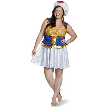 Super Mario Bros. Toad Women's Plus Size Adult Halloween Costume, XL