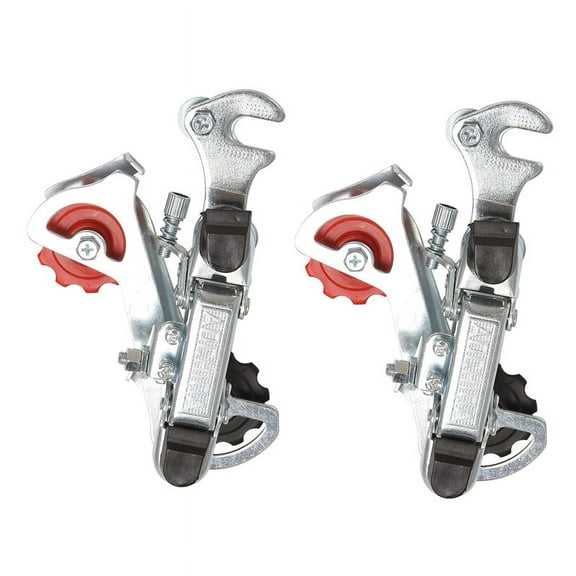 2X Racing Bicycle Part Silver Tone Metal 3-7 Speed Rear Derailleur,2 x Bicycle Rear Derailleur,Silver& Red& Black