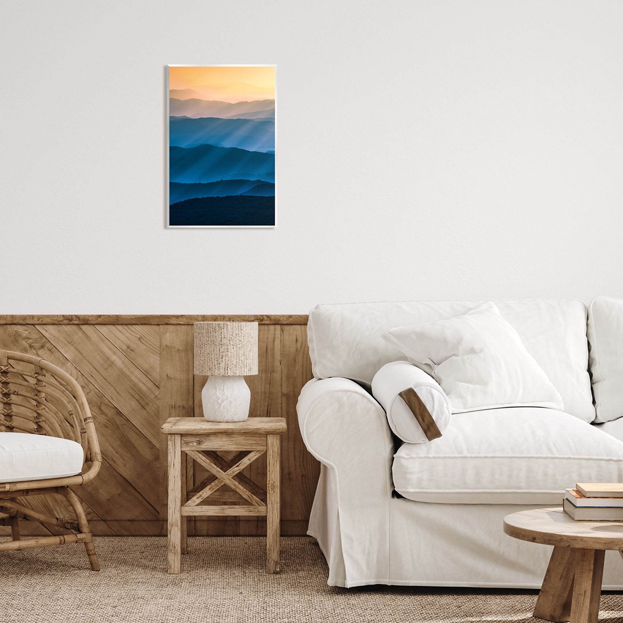 Stupell Industries Blue & Yellow Mountains Landscape Photography Unframed Art Print Wall Art, 13 x 19