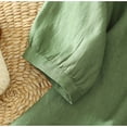 thumbnail image 7 of XPMWRP Women's Cotton Linen Button Down Short Sleeve Shirts Summer Loose V Neck Casual Oversized Solid Blouses Green XXL, 7 of 7